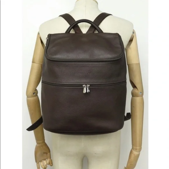 Longchamp Backpack Vintage Chocolate Brown Leather Rare Longchamp vintage leather backpack - Gem main image 4